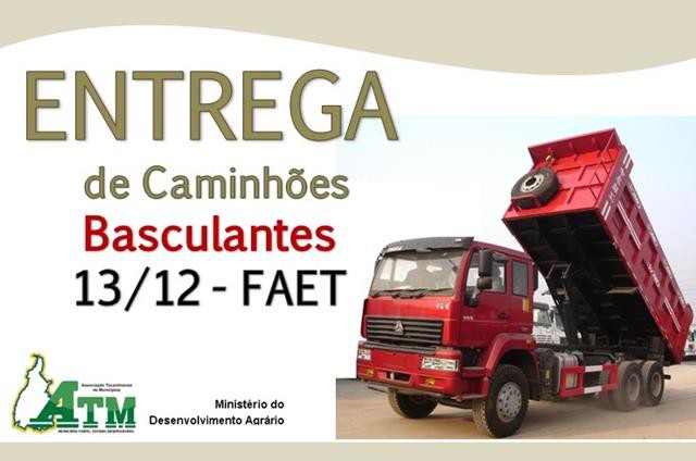 A solenidade de entrega será na sede da Federação da Agricultura e Pecuária (Faet), em Palmas-TO. 